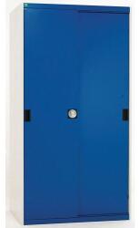 bott Műhelyszekrény tolóajtókkal, 160 x 105 x 65 cm, 3 polccal, szürke-kék