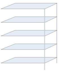Schulte Design Taranis fém polcállvány, hozzáépíthető, 200 x 130 x 50 cm, 1170 kg, 5 polccal, ezüst