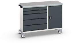 bott Karbantartó fiókos kocsi Bott Verso, 98 x 130 x 60 cm, 5 fiókos, szekrény, linóleum, szürke-antracit