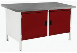 bott Műhelyasztal Bott Cubio Tároló, 84 x 150 x 75 cm, 2 szekrény, linóleum, szürke-piros