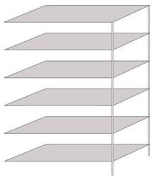 Schulte Design Hathor fém polcállvány, kétoldalú, hozzáépíthető, 200 x 130 x 60 cm, 1 400 kg, 6 polc, világosszürke