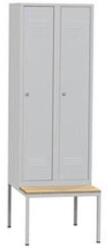 Kovona Hegesztett öltözőszekrény Edward alacsony, paddal, 2 részes, hengerzár, szürke/szürke