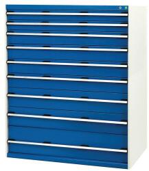 bott Műhely fiókos szekrény Bott Cubio, 160 x 130 x 75 cm, 9 fiókos, szürke-kék
