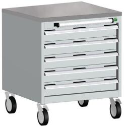 bott Cubio mobil komód, 79 x 65 x 65 cm, 5 fiókos, linóleum, szürke-szürke