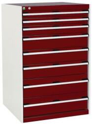 bott Műhely fiókos szekrény Bott Cubio, 120 x 80 x 75 cm, 8 fiókos, szürke-piros