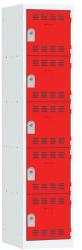 Vinco hegesztett öltözőszekrény, 1 oszlopban 5 rekesszel, 400 mm, hengerzárral, szürke/piros
