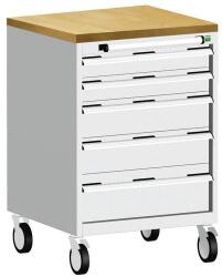 bott Cubio mobil fiókos szekrény, 99 x 65 x 65 cm, 5 fiókos, multiplex, szürke-kék