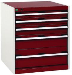 bott Műhely fiókos szekrény Bott Cubio, 70 x 65 x 52, 5 cm, 5 fiókos, szürke-piros