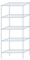 Schulte Design Taranis fém polcállvány, alapkivitel, 200 x 75 x 30 cm, 1 460 kg, 5 polccal, ezüst