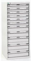 bott Műhely fiókos szekrény Bott Cubio, 160 x 65 x 65 cm, 11 fiókos, szürke-szürke