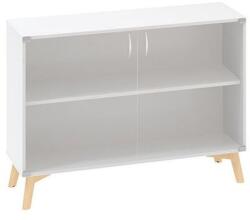 Alfa Office Alacsony szekrény Alfa Root üvegajtóval, 1 polc, 120 x 45, 8 x 88, 7 cm, fehér