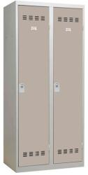 Vinco hegesztett öltözőszekrény válaszfallal, 2 rekeszes, 400 mm, hengerzárral, szürke/barna