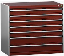 bott Műhely fiókos szekrény Bott Cubio 200, 90 x 105 x 65 cm, 7 fiókos, szürke-piros