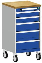 bott Cubio mobil fiókos szekrény, 89 x 52, 5 x 52, 5 cm, 5 fiókos, multiplex, szürke-kék