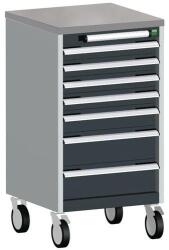 bott Cubio mobil komód, 99 x 52, 5 x 52, 5 cm, 7 fiókos, linóleum, szürke-antracit