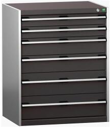bott Műhely fiókos szekrény Bott Cubio 200, 100 x 80 x 65 cm, 6 fiókos, szürke-antracit