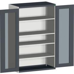 bott Műhelyszekrény átlátszó ajtókkal Bott Cubio, 200 x 130 x 65 cm, 4 polccal, szürke-antracit