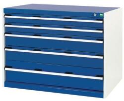 bott Műhely fiókos szekrény Bott Cubio, 80 x 105 x 75 cm, 5 fiókos, szürke-kék