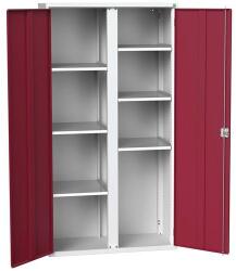 bott Verso fém karbantartó szekrény, 200 x 105 x 55 cm, 6 polcos, szürke-piros