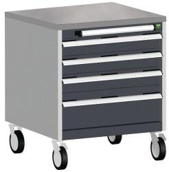 bott Cubio mobil komód, 79 x 65 x 65 cm, 4 fiók, linóleum, szürke-antracit