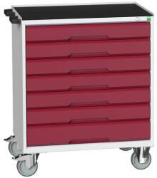 bott Verso mobil íróasztal fiókokkal, 96, 5 x 80 x 55 cm, 7 fiókos, matt, szürke-piros