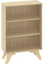 Alfa Office Alacsony szekrény Alfa Root üvegajtóval, 2 polc, 80 x 45, 8 x 121, 5 cm, tölgy