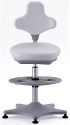 Bimossa Labster 9101 műhelyszék lábtartóval, siklókkal, műbőr, fehér/szürke