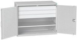 bott Fiókos műhelyszekrény Bott Cubio 160, 100 x 130 x 65 cm, 1 polc, 3 fiók, szürke-szürke
