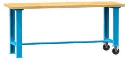 POLAK Mobil műhelyasztal, 2 kerék, 88 x 150 x 70 cm, bükk/kék