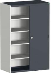 bott Műhelyszekrény tolóajtókkal, 200 x 130 x 65 cm, 4 polccal, szürke-antracit