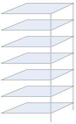 Schulte Design Taranis fém polcállvány, hozzáépíthető, 300 x 130 x 80 cm, 600 kg, 7 polccal, ezüst