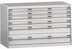 bott Műhely fiókos szekrény Bott Cubio 200, 80 x 130 x 65 cm, 6 fiókos, szürke-szürke