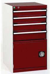 bott Műhely fiókos szekrény Bott Cubio, 100 x 52, 5 x 65 cm, 4 fiók, 1 szekrény, szürke-piros