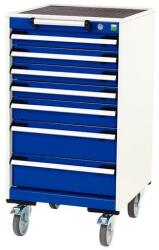 bott Cubio mobil fiókos szekrény, 98, 5 x 52, 5 x 52, 5 cm, 7 fiókos, matt, szürke-kék