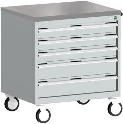 bott Cubio mobil komód, 89 x 80 x 65 cm, 5 fiókos, linóleum, szürke-kék