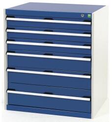 bott Műhely fiókos szekrény Bott Cubio, 90 x 80 x 65 cm, 6 fiókos, szürke-kék