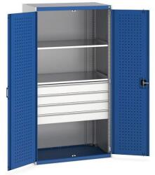bott Műhely szekrény fiókokkal Bott Cubio, 200 x 105 x 65 cm, 2 polc, 4 fiók, szürke-kék