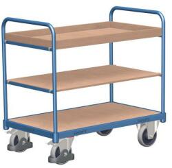 Variofit Polcos kocsi, 250 kg-ig, 3 polc, 1 emelt élű, 99 x 126 x 80 cm, kék