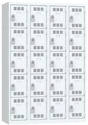 Vinco hegesztett öltözőszekrény, 4 oszlopban 20 rekesszel, 300 mm, hengerzárral, szürke/szürke