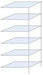 Schulte Design Ogmios fém polcállvány, hozzáépíthető, 250 x 100 x 60 cm, 1700 kg, 6 polc, 250 kg/polc, horganyzott