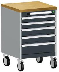 bott Cubio mobil fiókos szekrény, 79 x 52, 5 x 52, 5 cm, 5 fiókos, multiplex, szürke-antracit