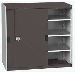 bott Műhelyszekrény tolóajtókkal, 120 x 130 x 65 cm, 3 polccal, szürke-antracit