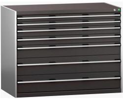 bott Műhely fiókos szekrény Bott Cubio 200, 100 x 130 x 75 cm, 7 fiókos, szürke-antracit