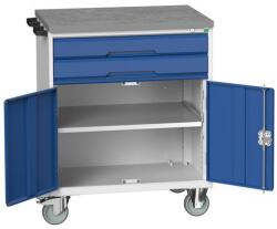 bott Verso mobil íróasztal fiókokkal, 98 x 80 x 60 cm, 2 fiók, szekrény, linóleum, szürke-kék
