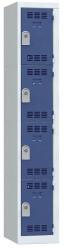 Vinco hegesztett öltözőszekrény, 1 oszlopban 4 rekesszel, 300 mm, hengerzárral, szürke/kék