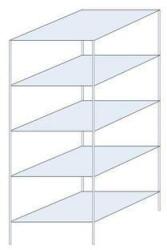 Schulte Design Ogmios fém polcállvány, alapkivitel, 200 x 75 x 80 cm, 1300 kg, 5 polc, 150 kg/polc, horganyzott