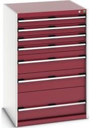 bott Műhely fiókos szekrény Bott Cubio 200, 120 x 80 x 75 cm, 7 fiókos, szürke-piros