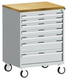bott Cubio mobil fiókos szekrény, 109 x 80 x 65 cm, 7 fiókos, multiplex, szürke-kék
