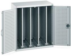 bott Cubio műhelyszekrény kihúzható perforált panelekkel, 120 x 105 x 65 cm, tömör ajtós, szürke-szürke