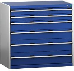 bott Műhely fiókos szekrény Bott Cubio 200, 100 x 105 x 65 cm, 6 fiókos, szürke-kék